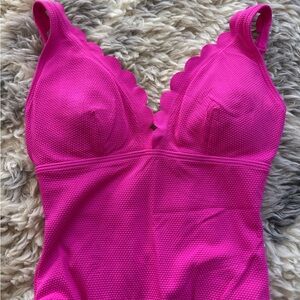 Kate Spade Hot Pink Scalloped One-Piece Bathing Suit
